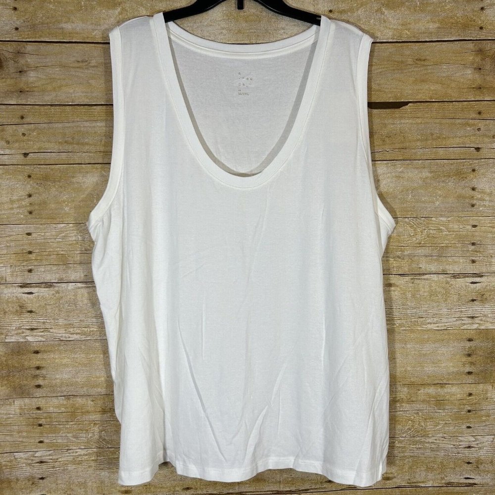 A New Day White Tank Top Womens Plus Size 4X Scoopneck Stretch Sleeveless - Picture 8 of 8
